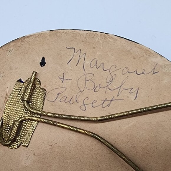 Vintage Oval Framed Sepia Photo Of Two Children Baby Highchair Tongue Out - Picture 8 of 8